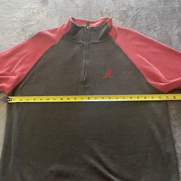 Alabama Crimson Tide Adult Medium 1/4 Zip Sweater Gray and Red Pressbox EUC - Picture 6 of 9